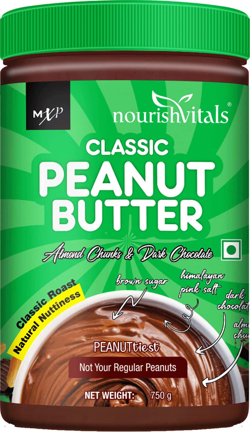 Nourishvitals Classic Peanut Butter With Roasted Peanuts & Almonds Classic Roast 750 G