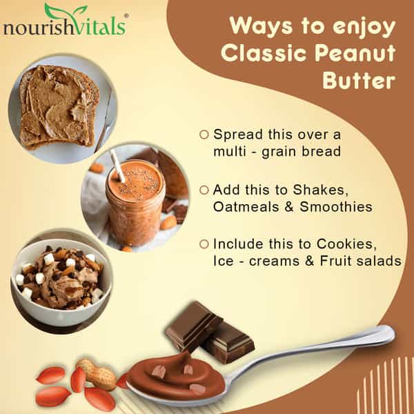 Nourishvitals Classic Peanut Butter With Roasted Peanuts & Almonds Classic Roast 750 G