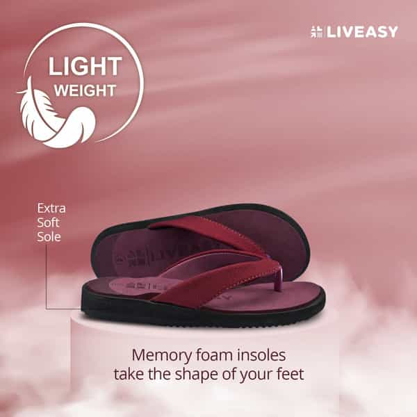 Liveasy Essentials Women's Diabetic & Orthopedic Slippers - Red - Size Uk 7 / Us 10