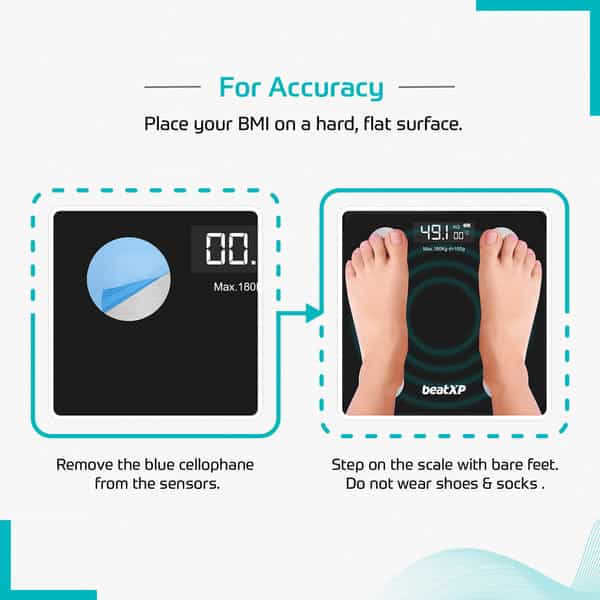 Beatxp Smart Bluetooth Bmi Weight Machine For Body | 12 Essential Body Parameters | 2 Year Warranty