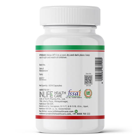 Inlife Castor Oil Supplement For Hair And Skin 500 Mg - 60 Liquid Filled Vegetarian Capsules