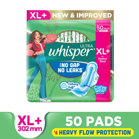 Whisper Ultra Clean Sanitary Pads For Women Xl+ 50 Napkins