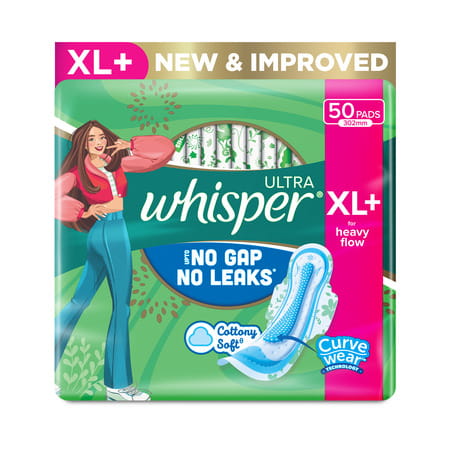Whisper Ultra Clean Sanitary Pads For Women Xl+ 50 Napkins