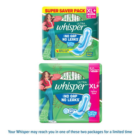 Whisper Ultra Clean Sanitary Pads For Women Xl+ 50 Napkins