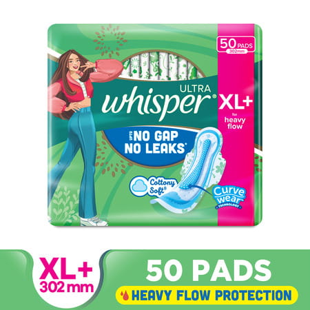 Whisper Ultra Clean Sanitary Pads For Women Xl+ 50 Napkins