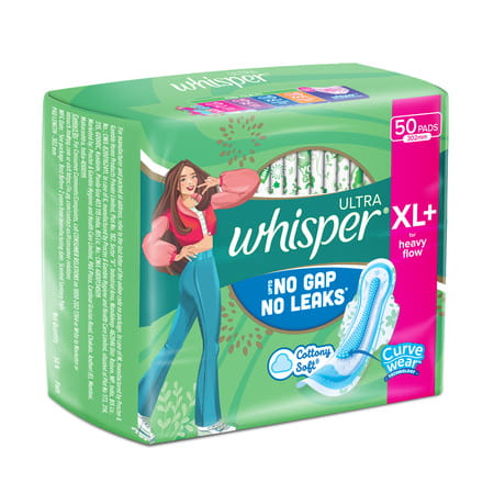 Whisper Ultra Clean Sanitary Pads For Women Xl+ 50 Napkins