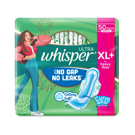 Whisper Ultra Clean Sanitary Pads For Women Xl+ 50 Napkins