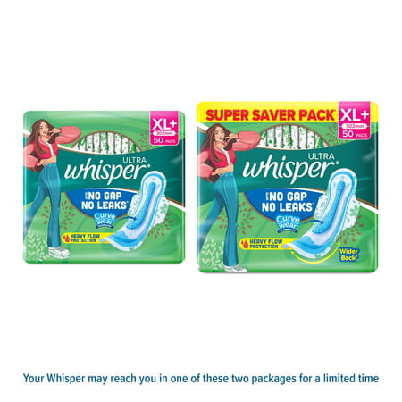 Whisper Ultra Clean Sanitary Pads For Women Xl+ 50 Napkins