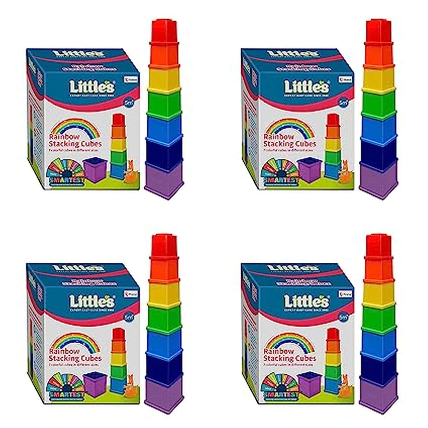 Little'S Rainbow Stacking Cubes (Multicolor) - Pack Of 4