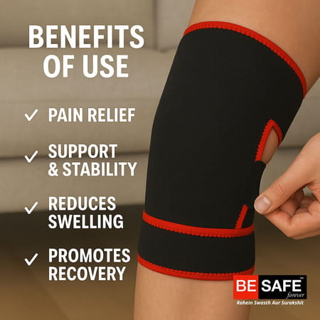 Besafe Forever Adjustable Knee Support Wrap Universal Size | Black