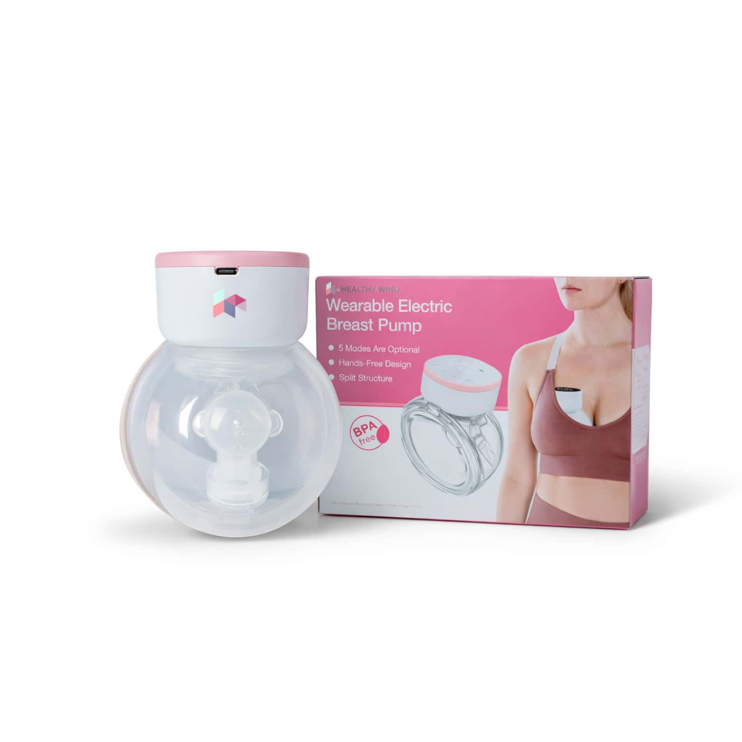 Healthy Wind Wearable Electric Breast Pump | Rechargeable | 5 Modes | 15 Levels | Bpa-Free