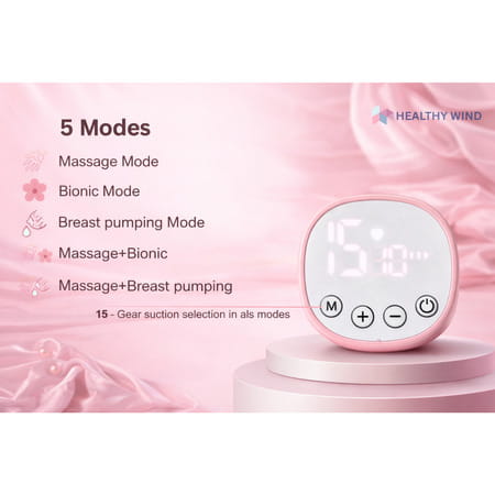 Healthy Wind Wearable Electric Breast Pump | Rechargeable | 5 Modes | 15 Levels | Bpa-Free