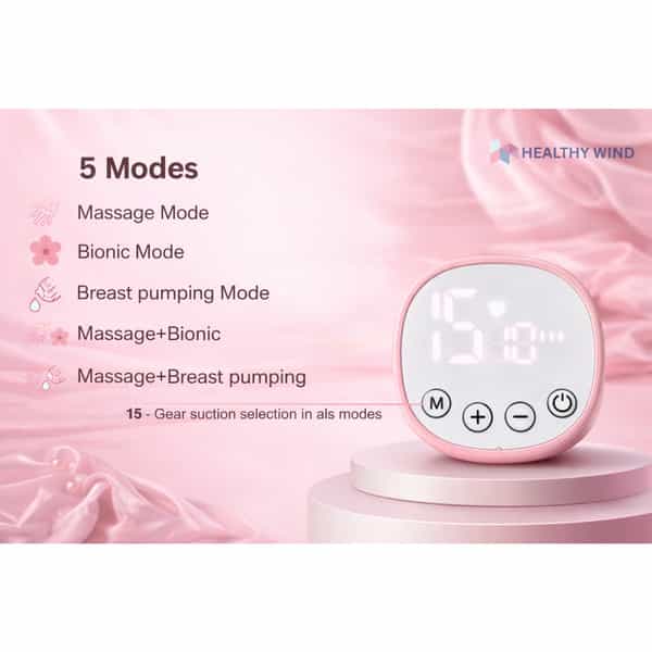 Healthy Wind Wearable Electric Breast Pump | Rechargeable | 5 Modes | 15 Levels | Bpa-Free