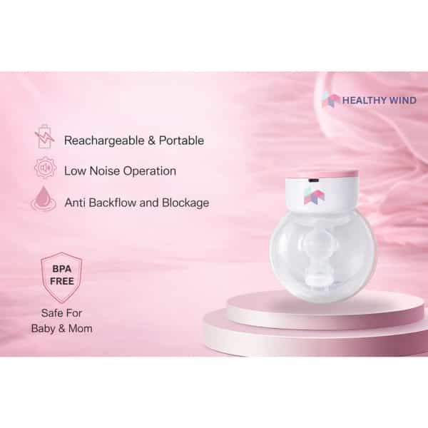Healthy Wind Wearable Electric Breast Pump | Rechargeable | 5 Modes | 15 Levels | Bpa-Free