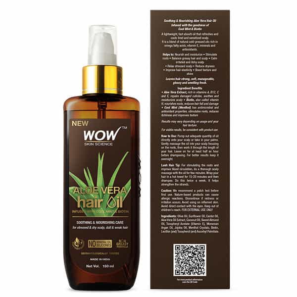 Wow Skin Science Aloe Vera Hair Oil For Dry | Damaged And Frizzy Hair - 150Ml