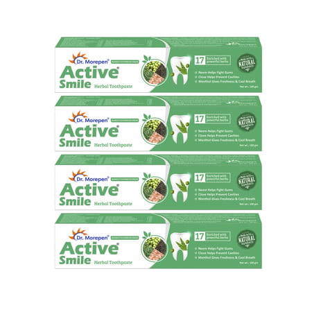 Dr. Morepen Active Smile | Tube | Herbal Toothpaste | 100 Gm | Pack Of 4
