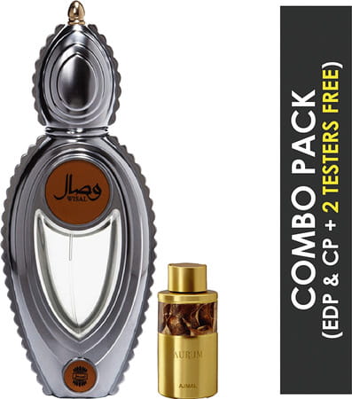 Ajmal Wisal Edp 50ml Perfume For Women And Aurum Cp Oil Alcohol-Free Attar 10ml For Women