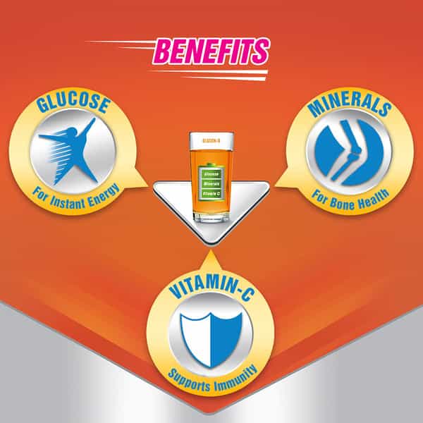 Glucon-D Tangy Orange With 3 Benefits Of Energy | Recovery | And Immunity | Jar 400 Gm
