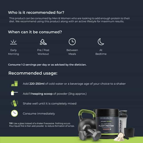 Nutrabay Wellness All-Natural Plant Protein Powder + Superfoods Gourmet Chocolate (Stevia) - 500G