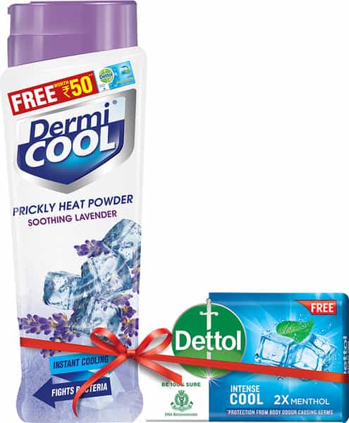 Dermicool Prickly Heat Powder - Lavender - 150G ( With Dettol Cool Soap 125G )