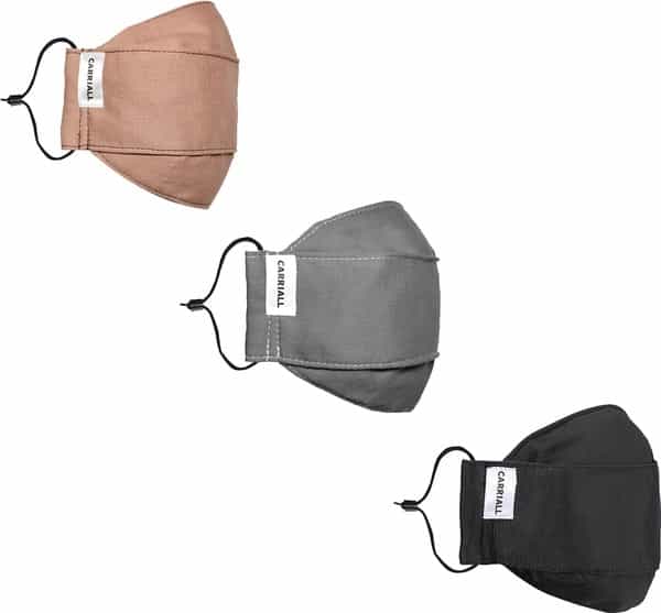 Carriall Adult Unisex 3 Layer Reusable Washable Cotton Mask (Camsl083) Pack Of 3
