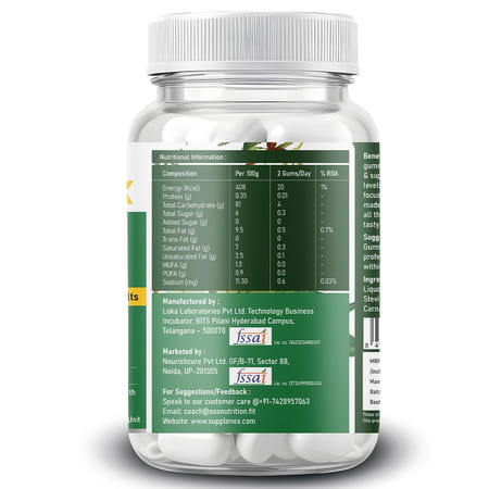 Supplenex Ashwagandha Ksm66 Herbal Gums | 250mg | Boost Energy Strength Power & Stamina - 30n