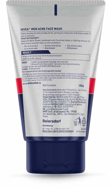 New Nivea Men Deep Impact Acne Clear Face Wash 100 Gm