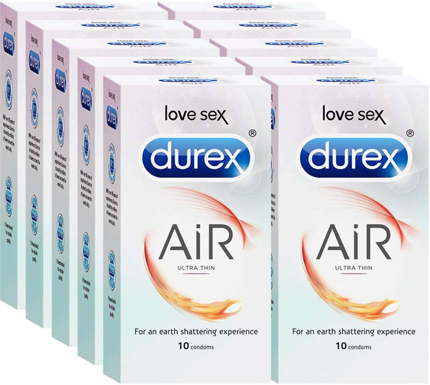 Durex Air Condoms For Men - 10 Count (pack Of 10) |suitable For Use With Lubes & Toys