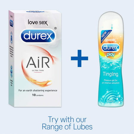 Durex Air Condoms For Men - 10 Count (Pack Of 10) |Suitable For Use With Lubes & Toys