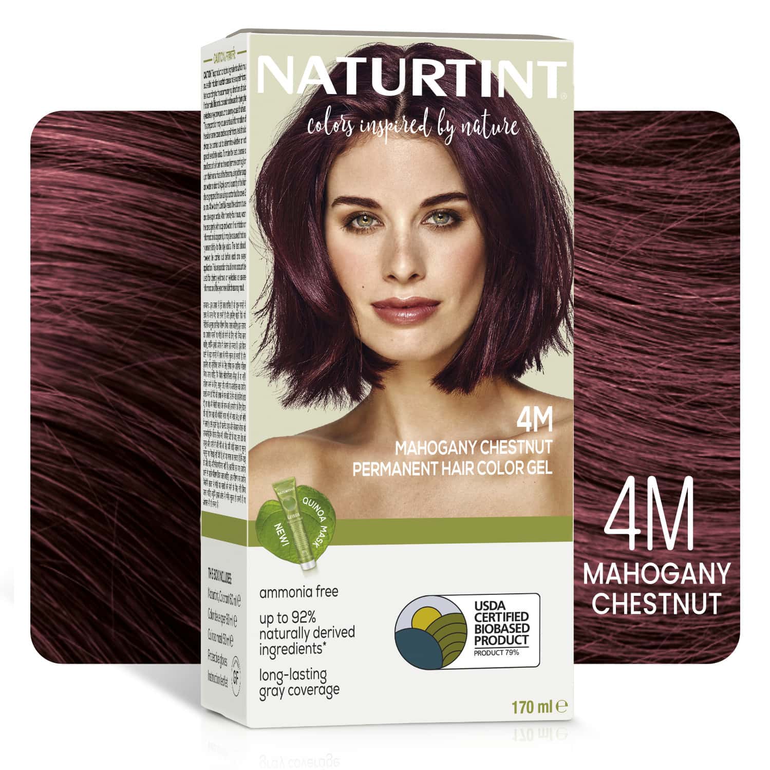 Naturtint Permanent Hair Colour 4m Mahogany Chestnut 170ml Ammonia Free 92% Natural Ingredients