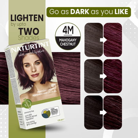 Naturtint Permanent Hair Colour 4m Mahogany Chestnut 170ml Ammonia Free 92% Natural Ingredients