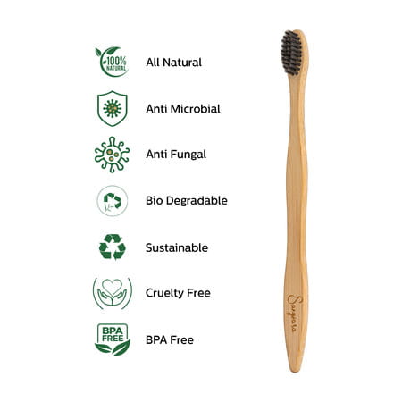 Sangsara By Dr. Odin Bamboo Toothbrush 100% Biodegradable Natural Black