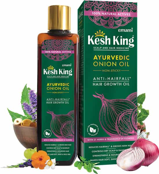 Kesh King Ayurvedic Onion Oil Reduces Hairfall & Dandruff Aids Hair Growth 100Ml