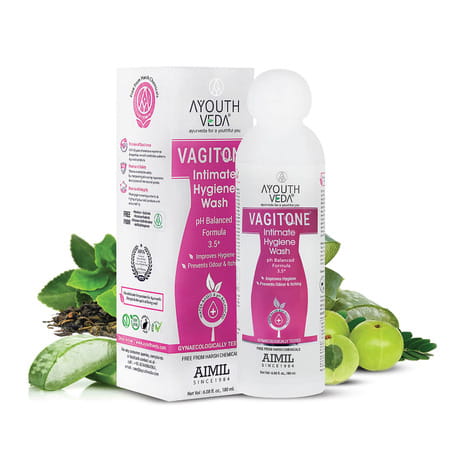 Ayouthveda Vagitone Intimate Wash With Aloe & Amla To Maintain Ph Balance & Prevent Odour 180 Ml