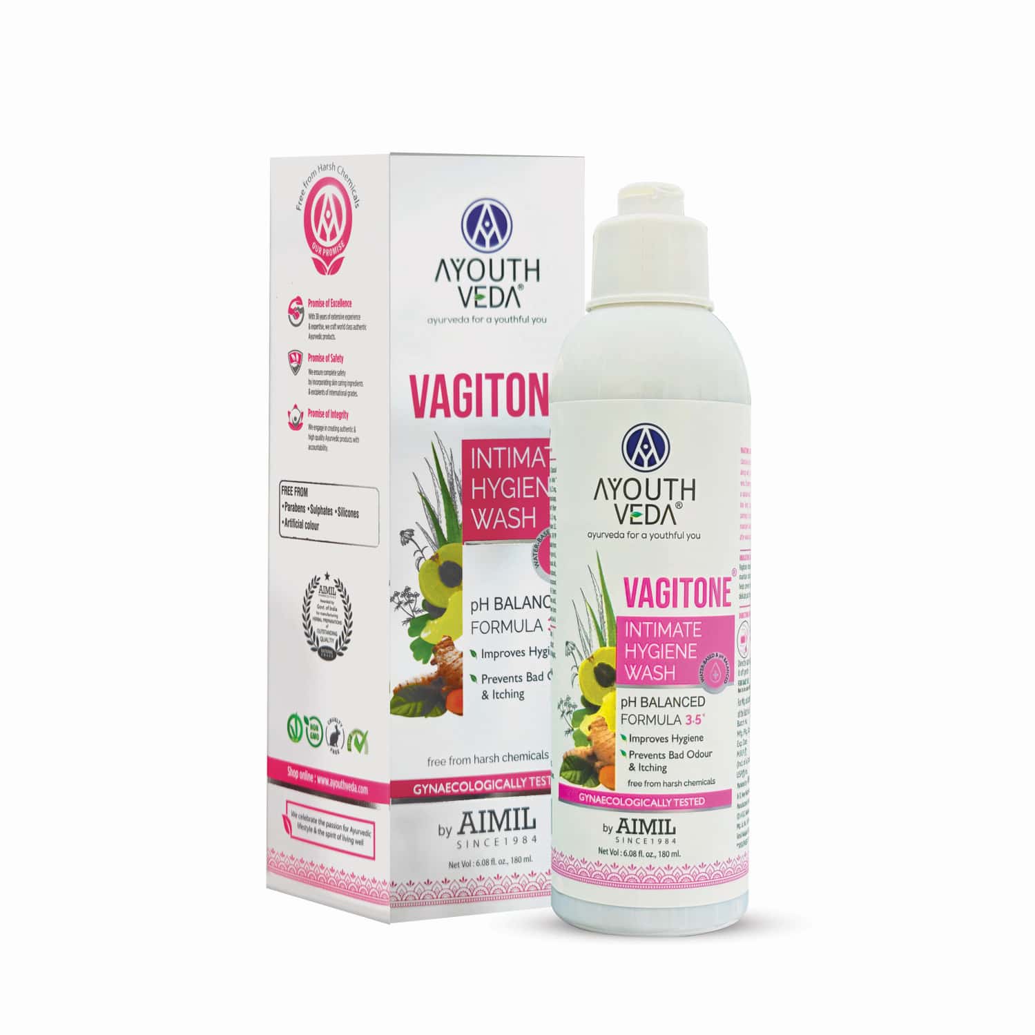 Ayouthveda Vagitone Intimate Wash With Aloe & Amla To Maintain Ph Balance & Prevent Odour 180 Ml