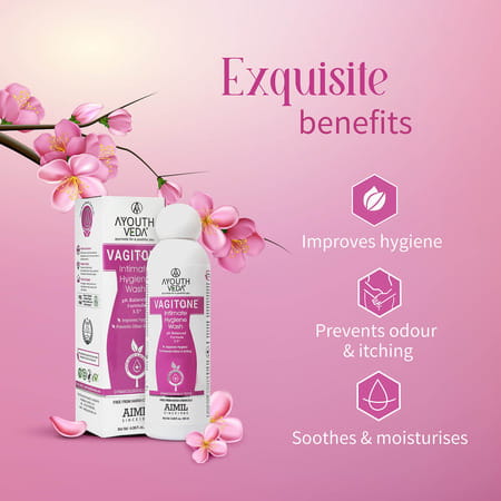 Ayouthveda Vagitone Intimate Wash With Aloe & Amla To Maintain Ph Balance & Prevent Odour 180 Ml