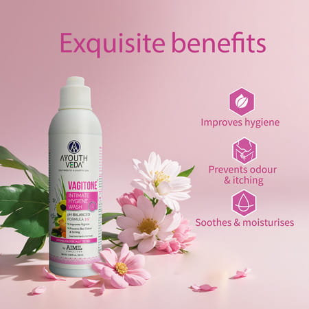 Ayouthveda Vagitone Intimate Wash With Aloe & Amla To Maintain Ph Balance & Prevent Odour 180 Ml
