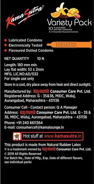 Kamasutra Multi Flavour Packet Of 10 Condoms