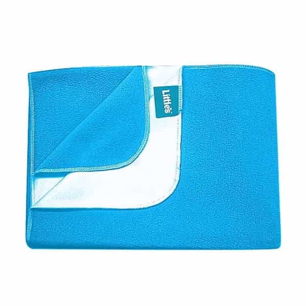 Little's Easy Dry Bed Protector (Large - 100Cm X 140 Cm) I Quick Absorption I Blue