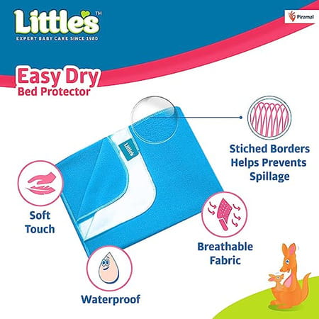 Little'S Easy Dry Bed Protector (Large - 100cm X 140 Cm) I Quick Absorption I Blue