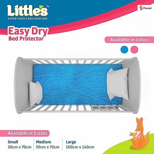 Little's Easy Dry Bed Protector (Large - 100Cm X 140 Cm) I Quick Absorption I Blue