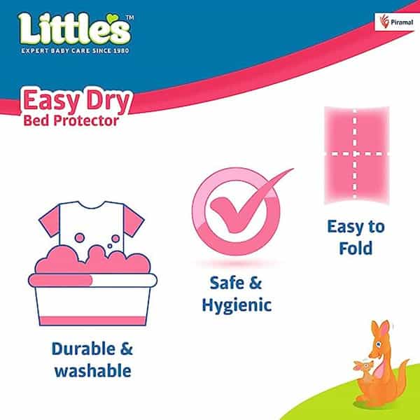 Little's Easy Dry Bed Protector (Large - 100Cm X 140 Cm) I Quick Absorption I Blue