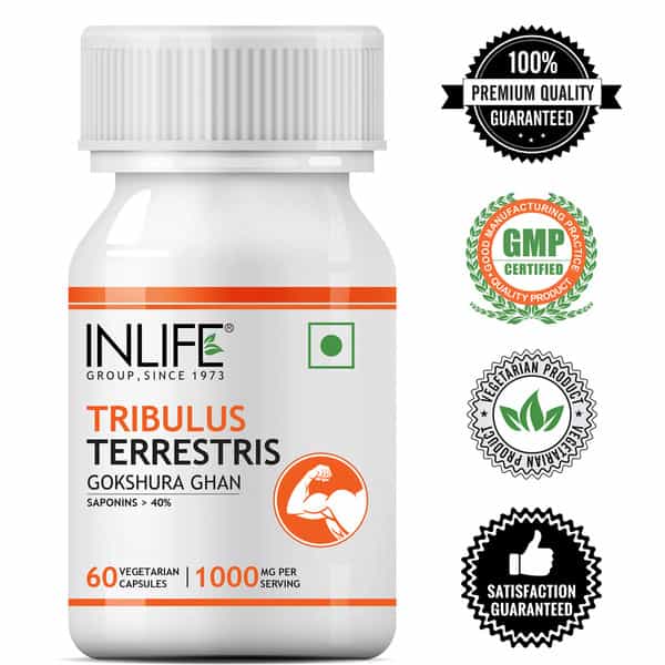 Inlife Tribulus Supplement Saponins 1000 Mg Per Serving - 60 Vegetarian Capsules