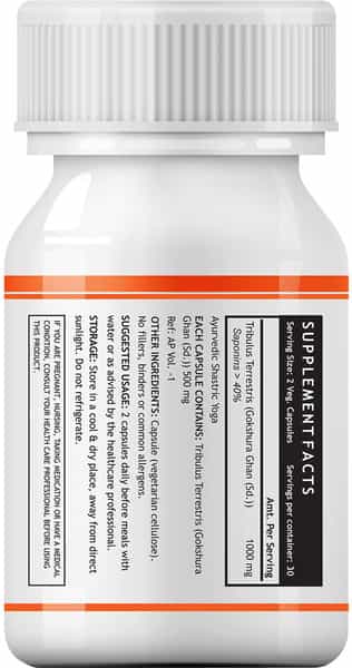 Inlife Tribulus Supplement Saponins 1000 Mg Per Serving - 60 Vegetarian Capsules