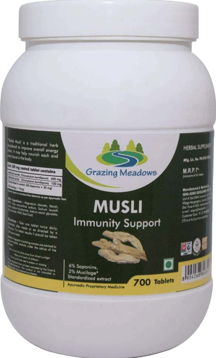 Grazing Meadows Safed Musli 700 Tablets/Musali Powder (Chlorophytum Borivilianum) (Pack Of 2)