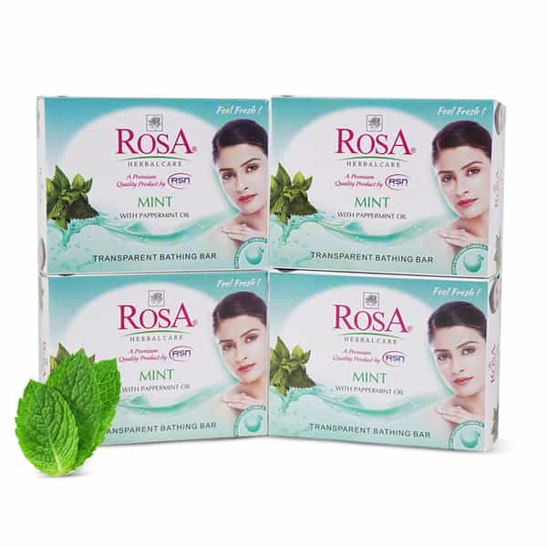 Rosa Transparent Mint Gel Soap With Pappermint| Peach & Olive Gel Soap | Pack 4 *100G Each