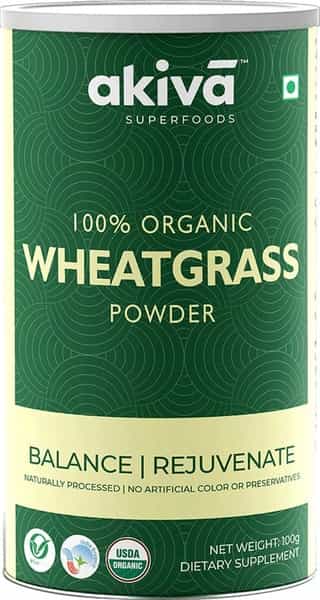 Akiva Superfoods Wheatgrass Leaf Vegan Supplement Powder Bottle Of 100 G
