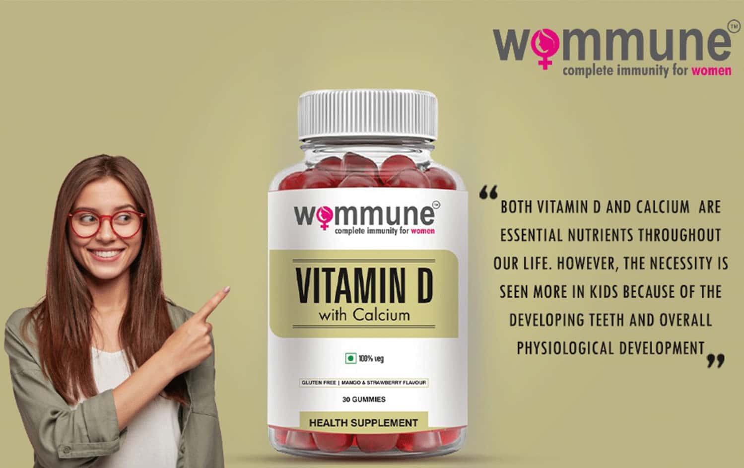 Buy WOMMUNE CALCIUM AND VITAMIN D3 GUMMIES BUILD STRONG BONES & MUSCLES