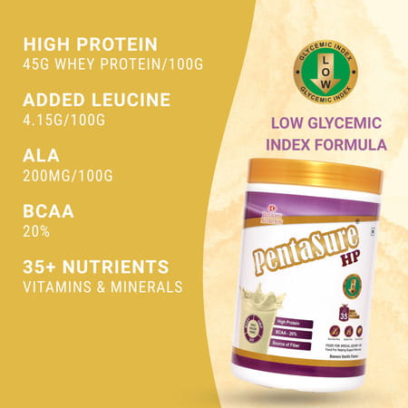 Pentasure Hp Food For Special Dietary Use | Sucrose & Gluten Free | Banana Vanilla | Jar | 1 Kg
