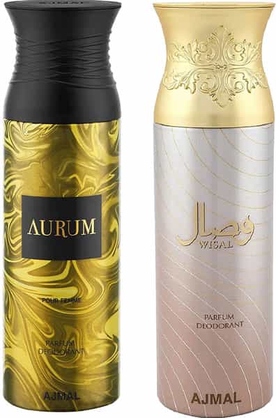 Ajmal Aurum Femme & Wisal Deodorant Spray For Women (200 Ml Pack Of 2)